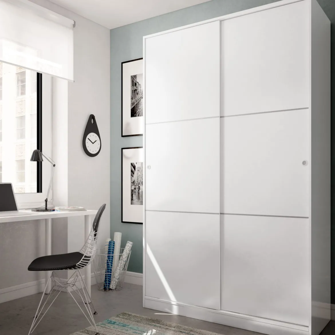 Armoire avec 2 portes coulissantes - Coloris blanc - AR81001