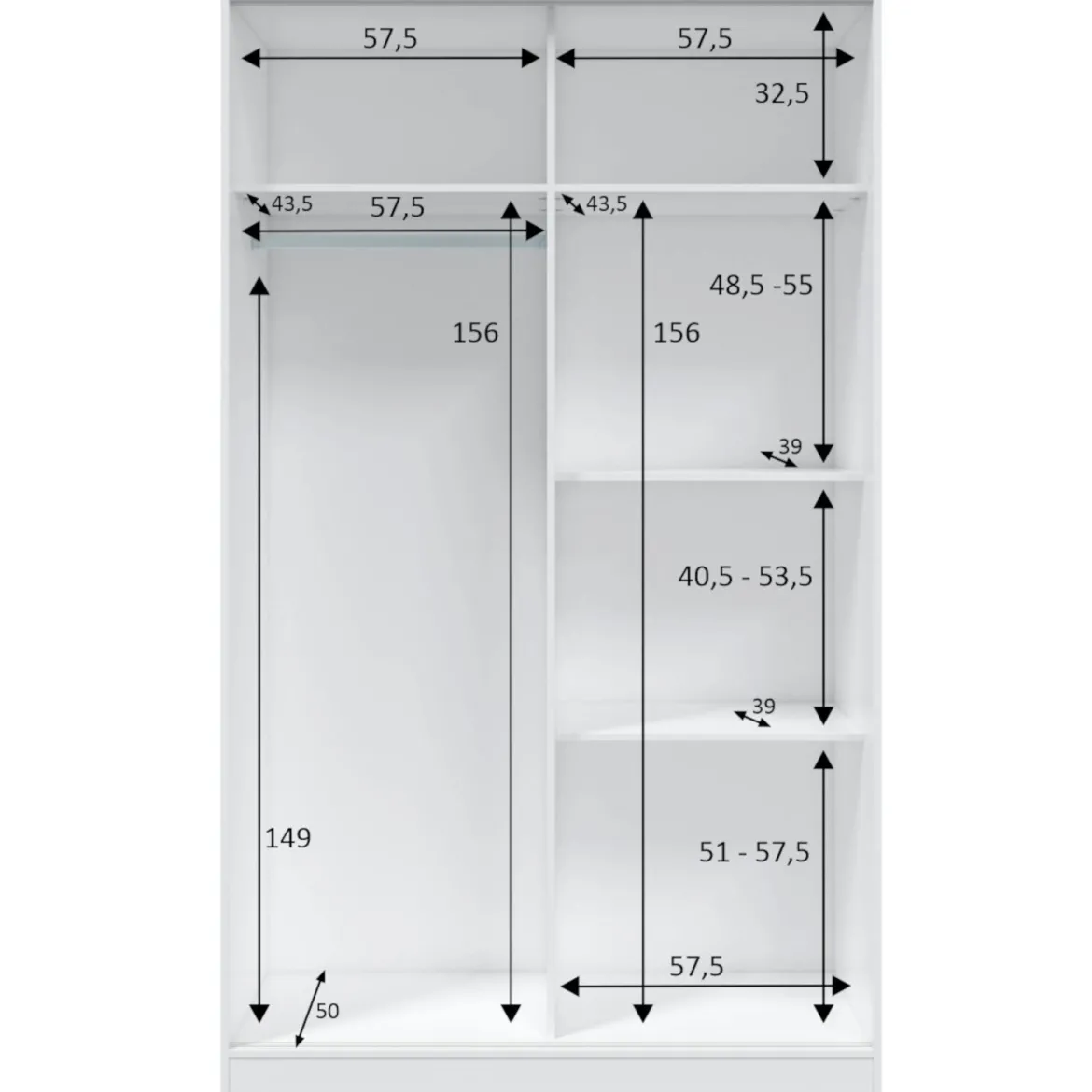 Armoire avec 2 portes coulissantes - Coloris blanc - AR81001