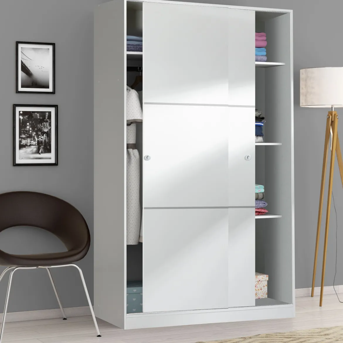 Armoire avec 2 portes coulissantes - Coloris blanc - AR81001
