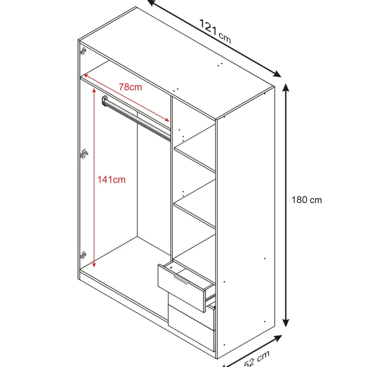 Armoire avec 3 portes et 3 tiroirs - AR81003
