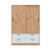 Armoire avec étagères et tiroirs blanc et chêne