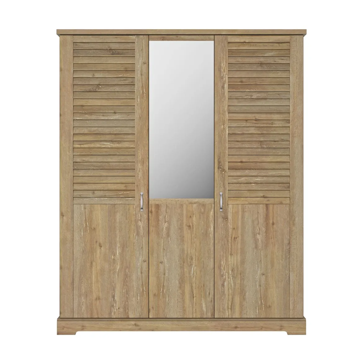 Armoire en bois clair 3 portes avec miroir - AR5070