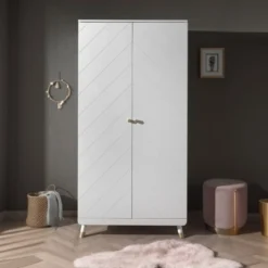 Armoire enfant 2 portes en bois blanc - AR2035