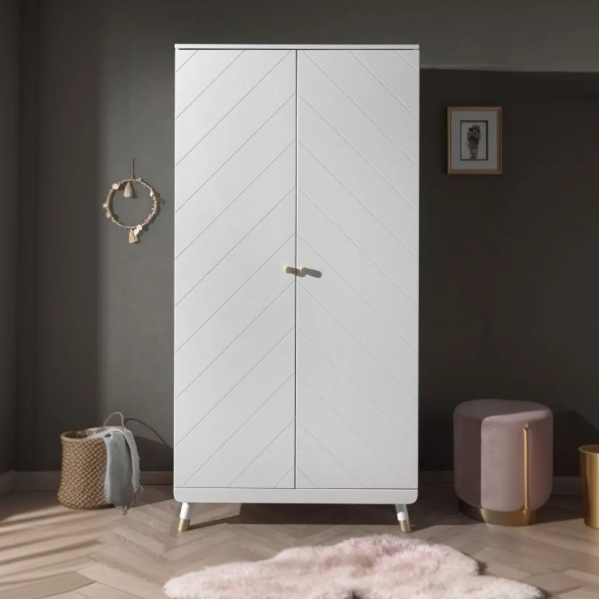 Armoire enfant 2 portes en bois blanc - AR2035