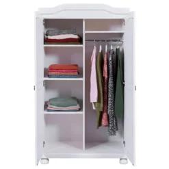 Armoire 2 portes en bois massif blanc laqué - AR12021