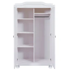Armoire 2 portes en bois massif blanc laqué - AR12021