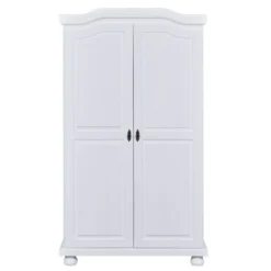 Armoire 2 portes en bois massif blanc laqué - AR12021