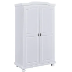 Armoire 2 portes en bois massif blanc laqué - AR12021