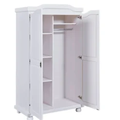 Armoire 2 portes en bois massif blanc laqué - AR12021