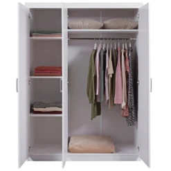 Armoire 3 portes en bois massif blanc - AR12023