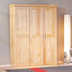 Armoire 3 portes en bois massif chêne clair - AR12043