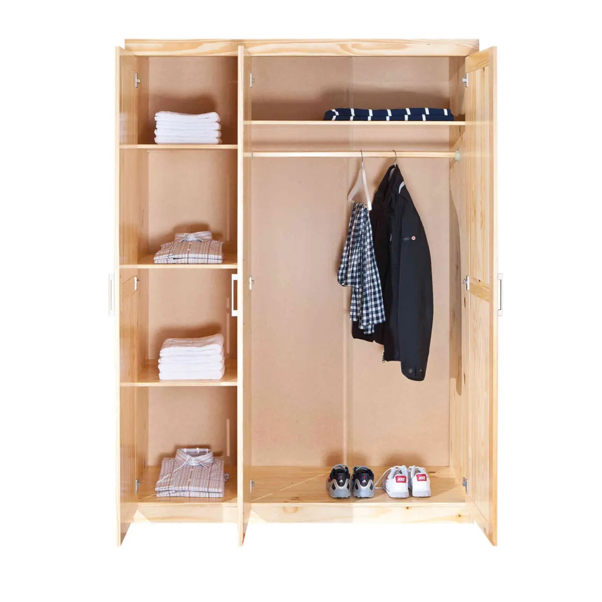 Armoire 3 portes en bois massif chêne clair - AR12043