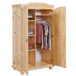 Armoire 2 portes en bois massif chêne clair - AR12042