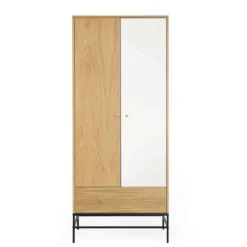 Armoire 2 portes 1 tiroir en bois avec pieds en acier - BI0046