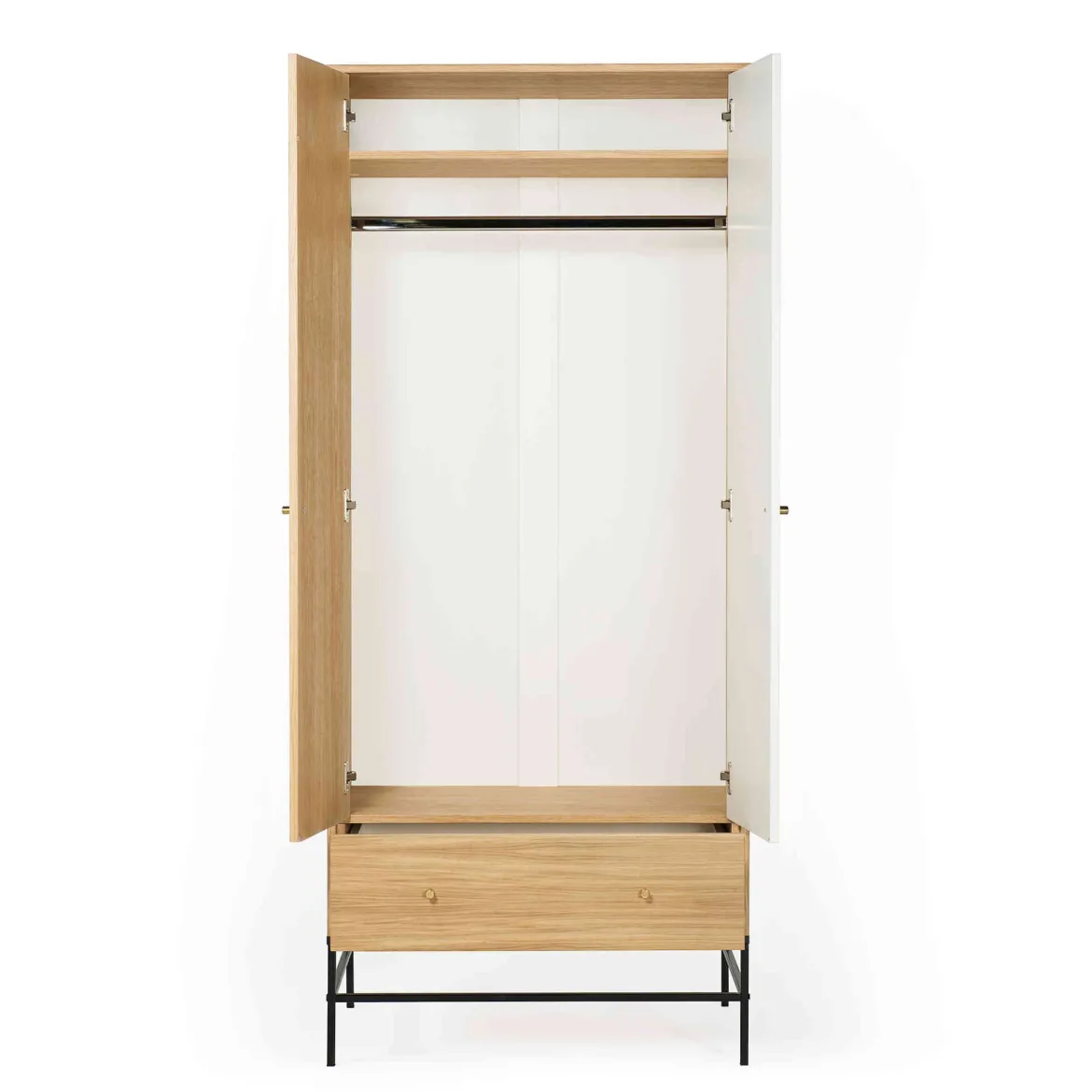 Armoire 2 portes 1 tiroir en bois avec pieds en acier - BI0046