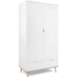 Armoire 2 portes 2 tiroirs blanc - AR7781