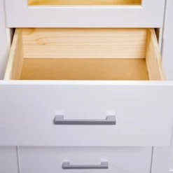 Armoire 3 portes 3 tiroirs en bois massif avec miroir - AR12045