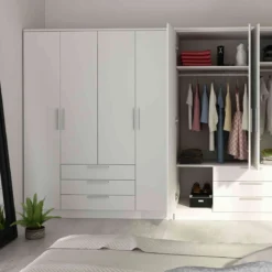 Armoire 4 portes 3 tiroirs en bois - AR9055
