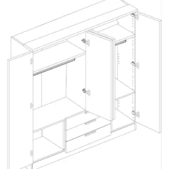 Armoire 4 portes 3 tiroirs en bois - AR9055