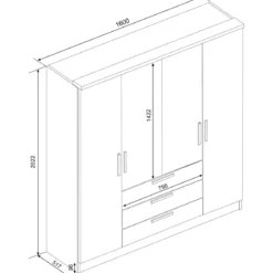 Armoire 4 portes 3 tiroirs en bois - AR9055