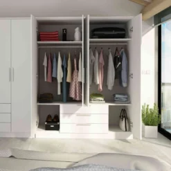 Armoire 4 portes 3 tiroirs en bois - AR9055
