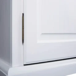 Armoire 2 portes 2 tiroirs en bois massif blanc - AR12049