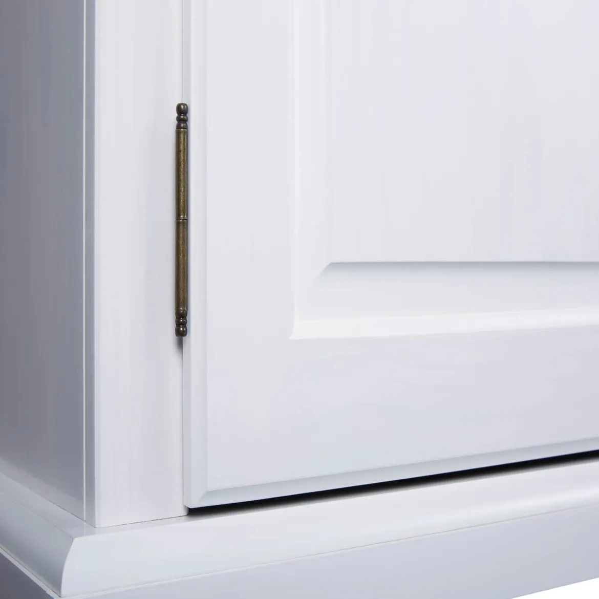 Armoire 2 portes 2 tiroirs en bois massif blanc - AR12049