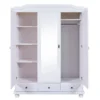 Armoire 3 portes 3 tiroirs en bois massif blanc - AR12048