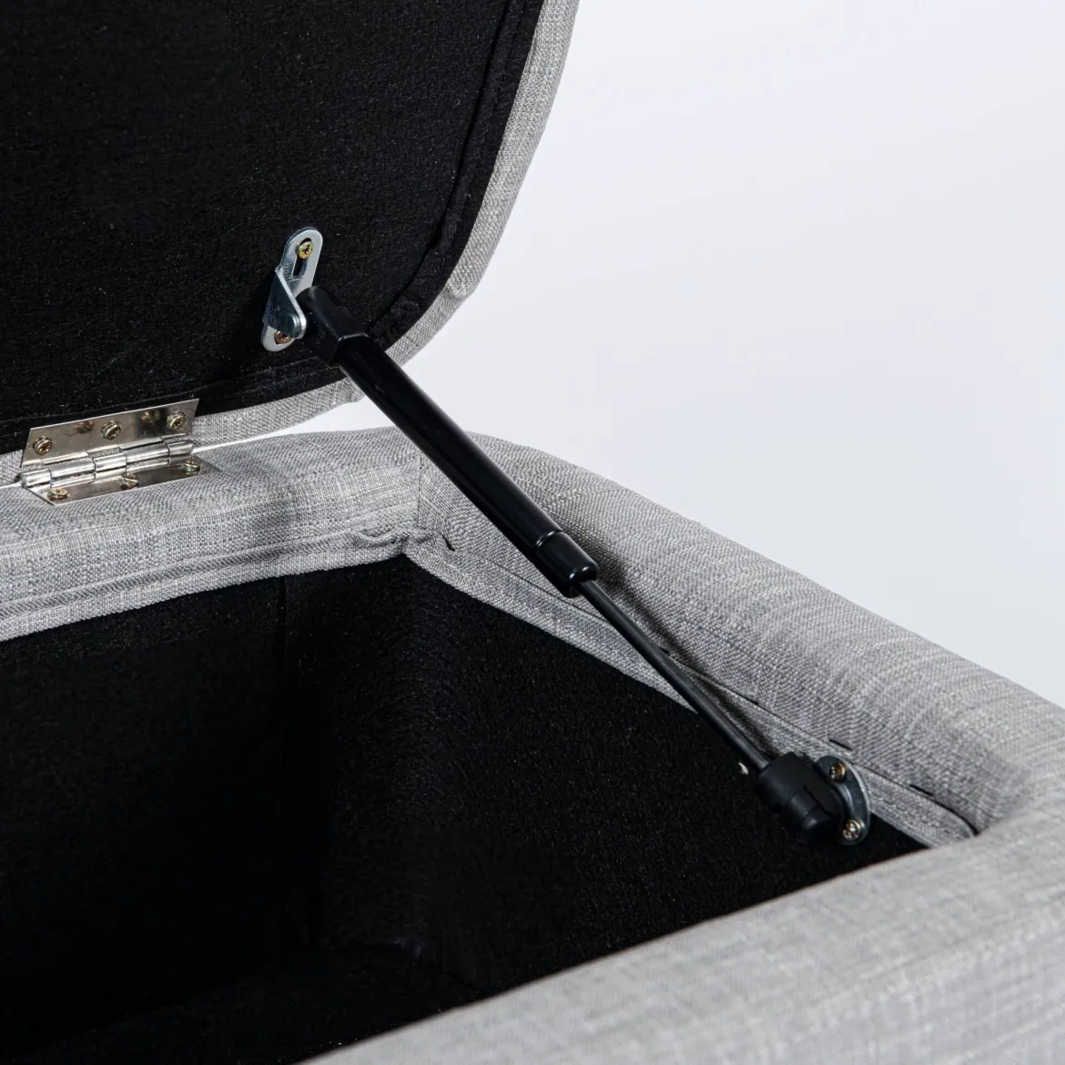 Banc de lit en tissu avec coffre de rangement et pieds épingles noirs - BA17025