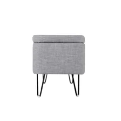 Banc de lit en tissu avec coffre de rangement et pieds épingles noirs - BA17025