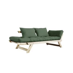 Banquette ajustable BEBOP en pin massif naturel matelas 75x200 + coussins 40x60 inclus