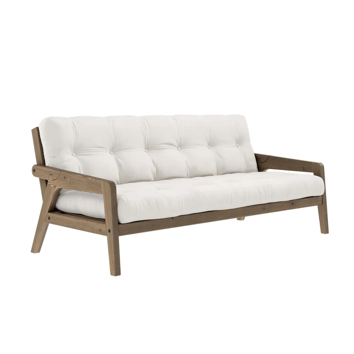 Banquette ajustable GRAB en pin massif foncé avec matelas futon 130x190