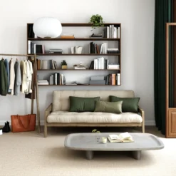 Banquette ajustable GRAB en pin massif foncé avec matelas futon 130x190