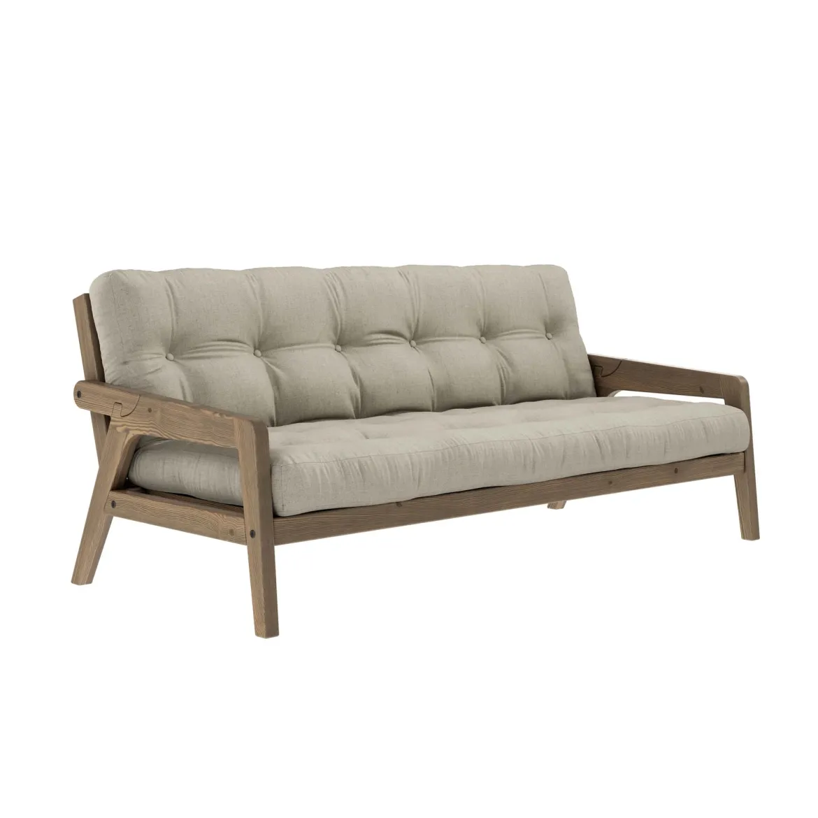 Banquette ajustable GRAB en pin massif foncé avec matelas futon 130x190