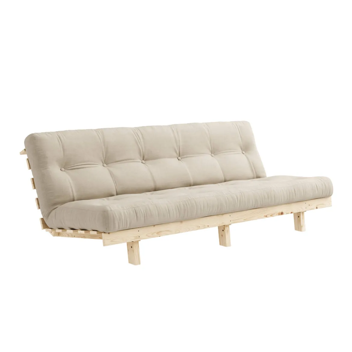 Banquette ajustable LEAN en pin massif naturel avec matelas futon 130x190