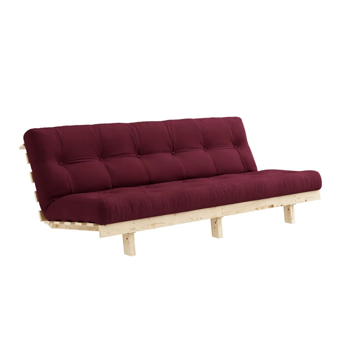 Banquette ajustable LEAN en pin massif naturel avec matelas futon 130x190