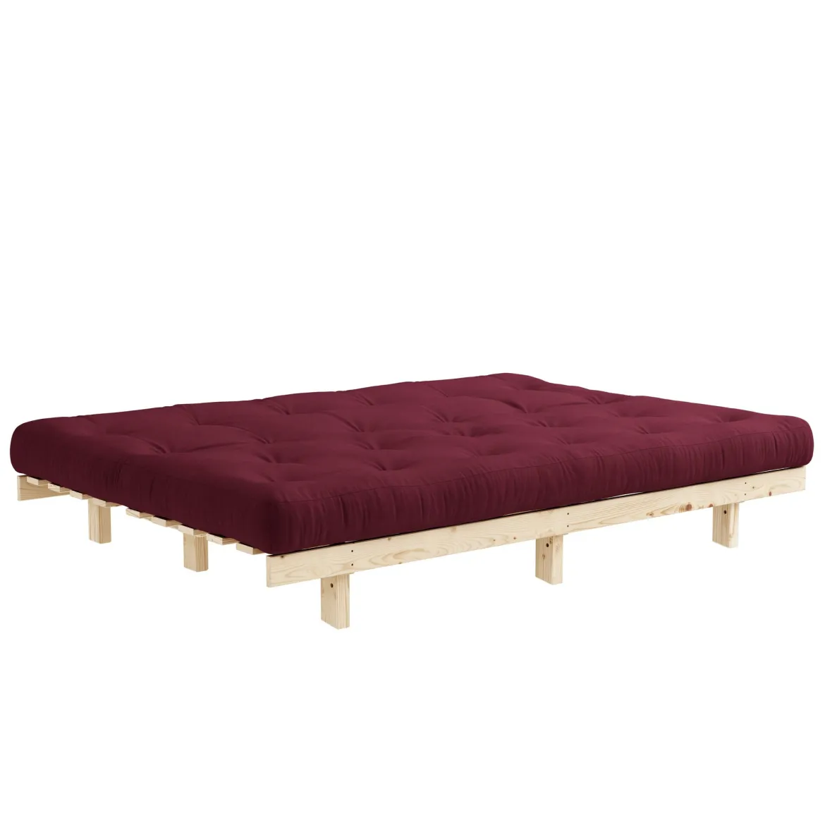 Banquette ajustable LEAN en pin massif naturel avec matelas futon 130x190