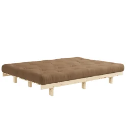 Banquette ajustable LEAN en pin massif naturel avec matelas futon 130x190