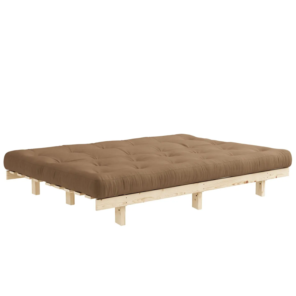 Banquette ajustable LEAN en pin massif naturel avec matelas futon 130x190