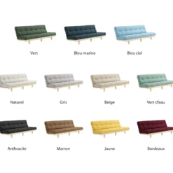 Banquette ajustable LEAN en pin massif naturel avec matelas futon 130x190