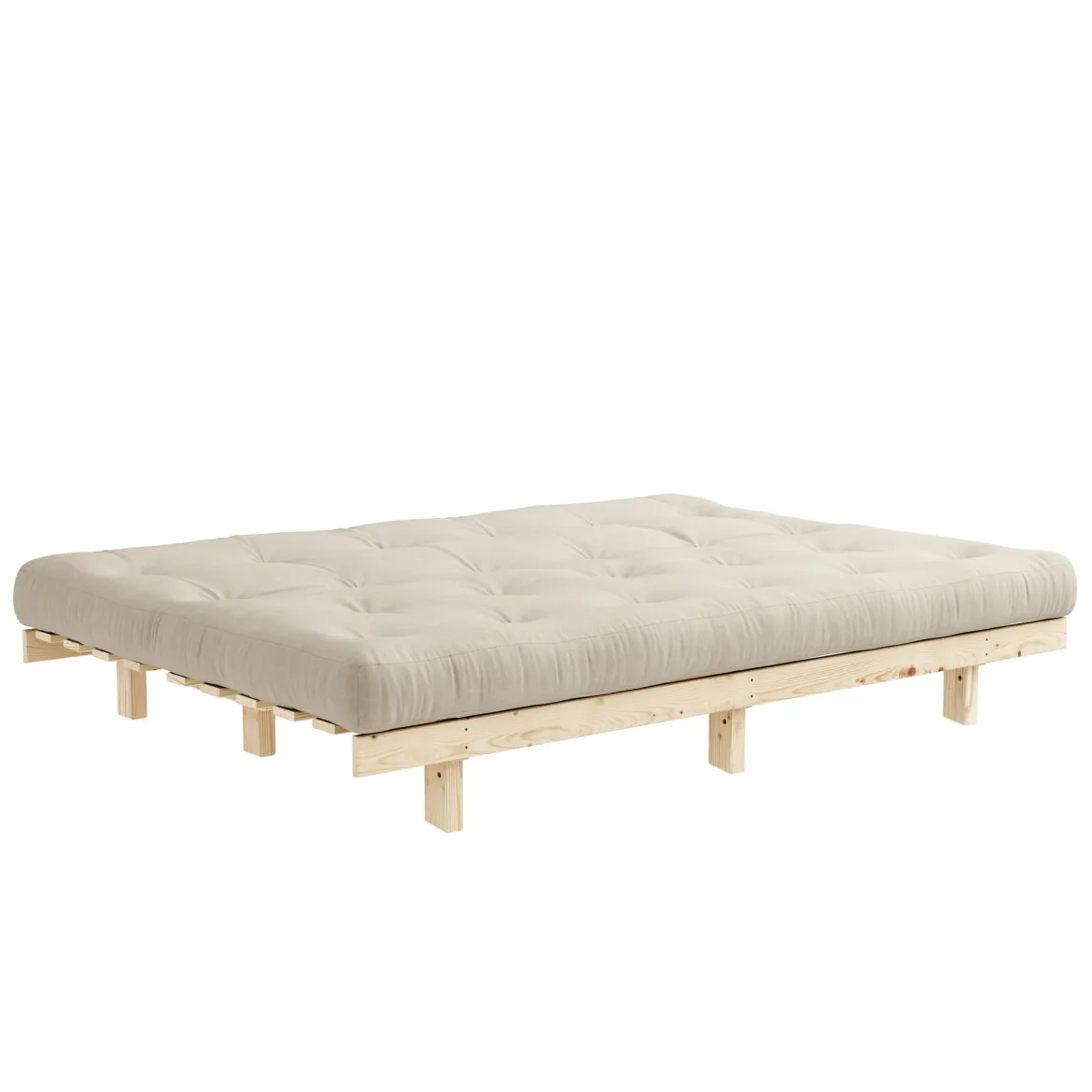 Banquette ajustable LEAN en pin massif naturel avec matelas futon 130x190