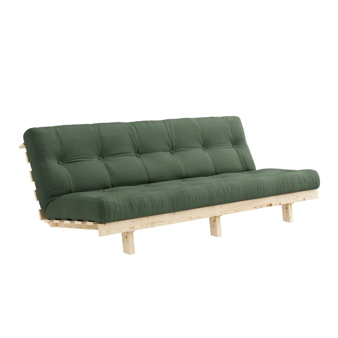 Banquette ajustable LEAN en pin massif naturel avec matelas futon 130x190