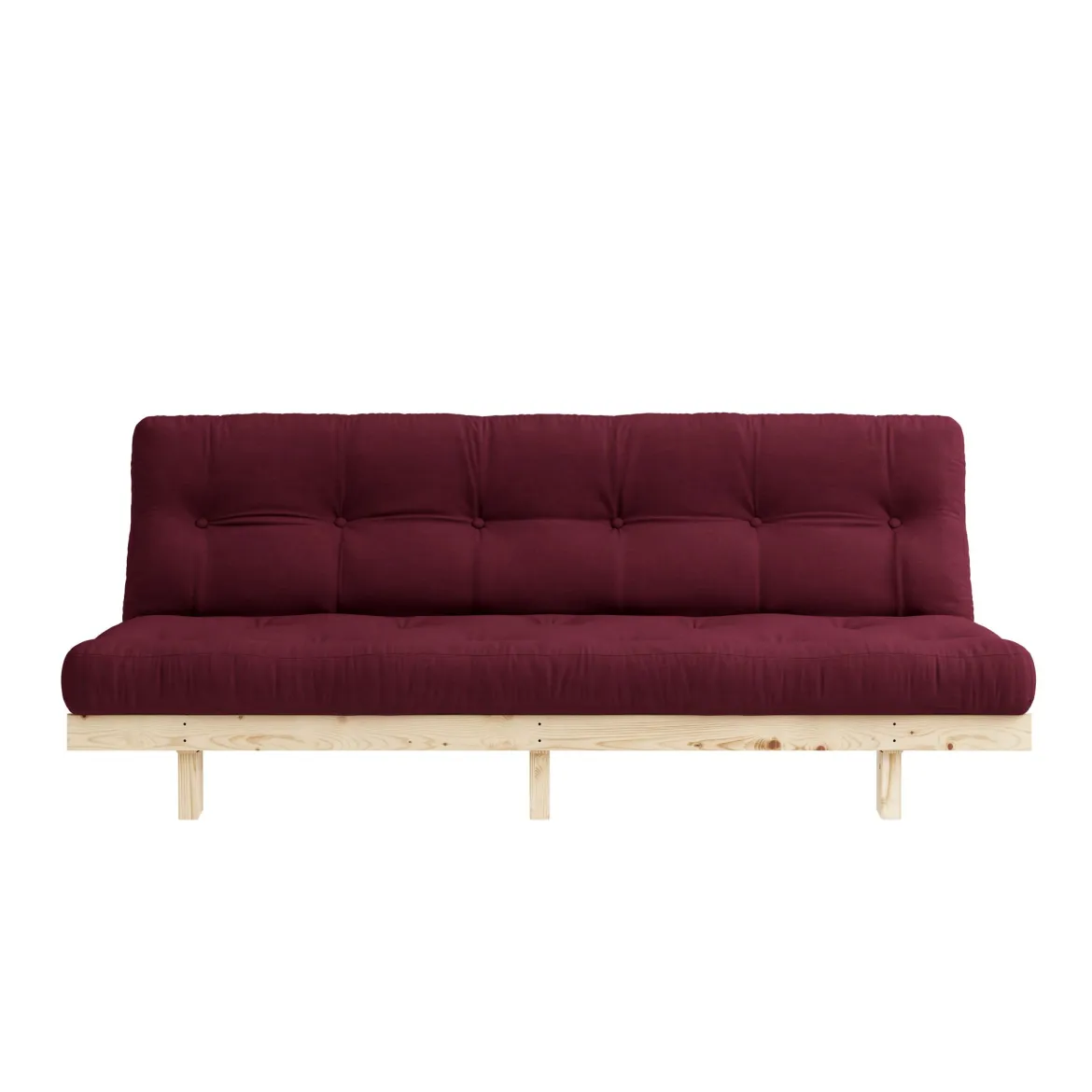 Banquette ajustable LEAN en pin massif naturel avec matelas futon 130x190