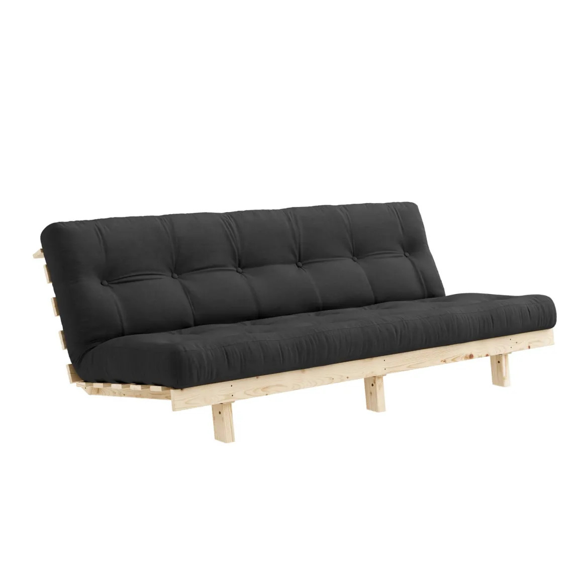Banquette ajustable LEAN en pin massif naturel avec matelas futon 130x190