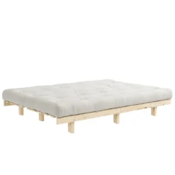 Banquette ajustable LEAN en pin massif naturel avec matelas futon 130x190