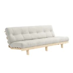 Banquette ajustable LEAN en pin massif naturel avec matelas futon 130x190