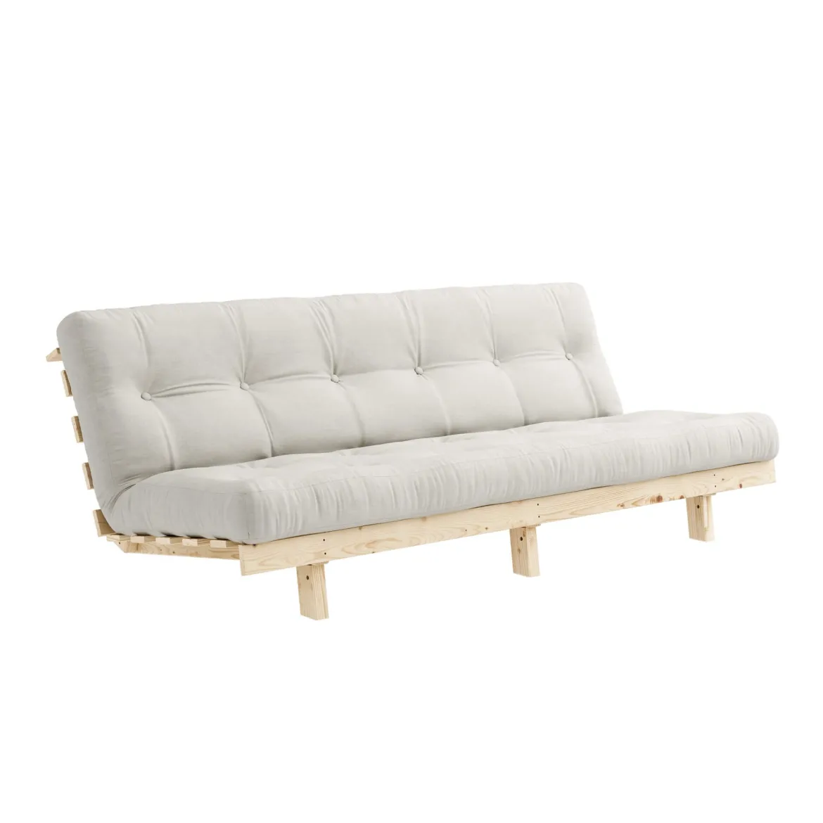 Banquette ajustable LEAN en pin massif naturel avec matelas futon 130x190