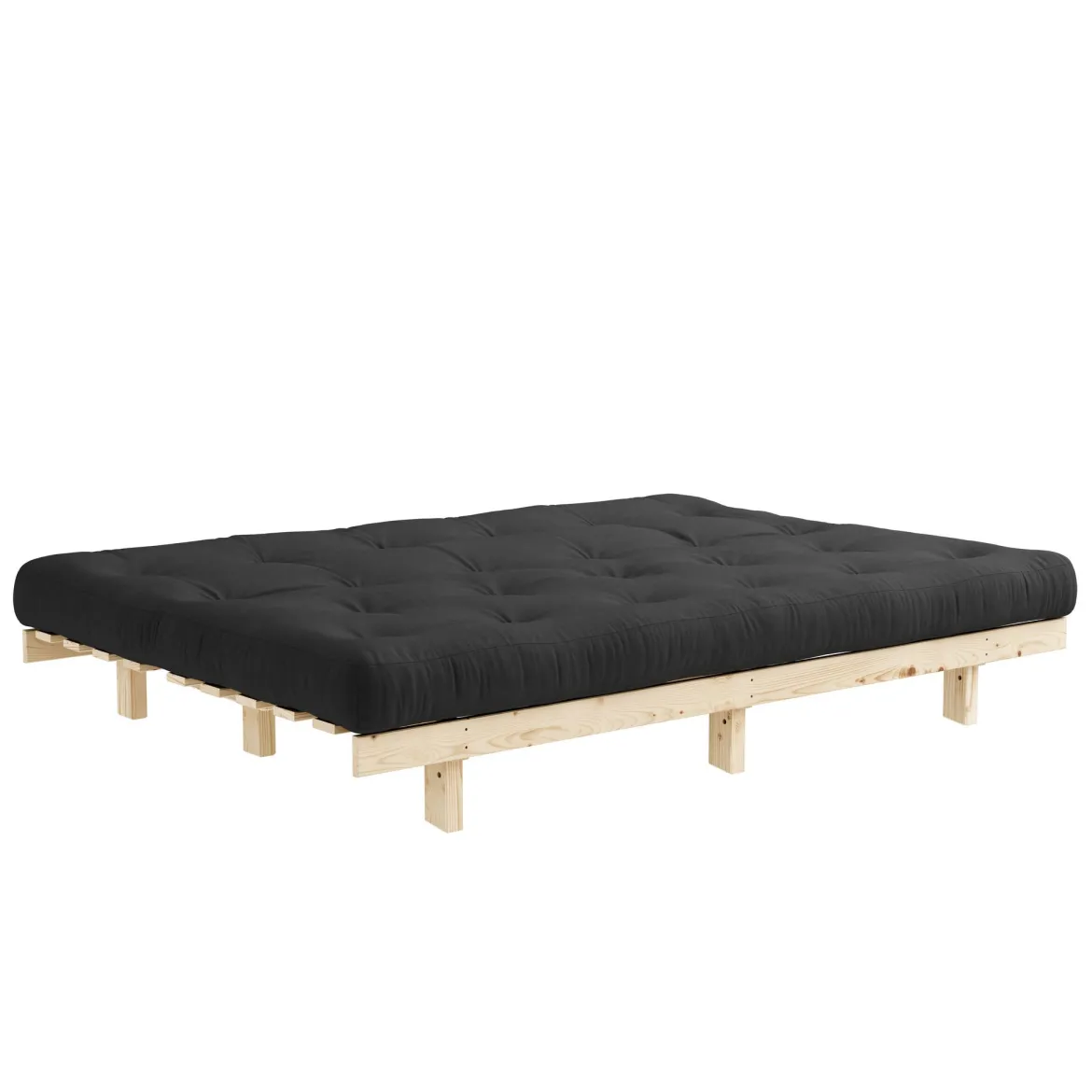 Banquette ajustable LEAN en pin massif naturel avec matelas futon 130x190