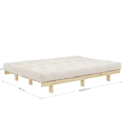 Banquette ajustable LEAN en pin massif naturel avec matelas futon 130x190