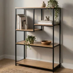Bibliothèque bois et métal 100 cm Télio